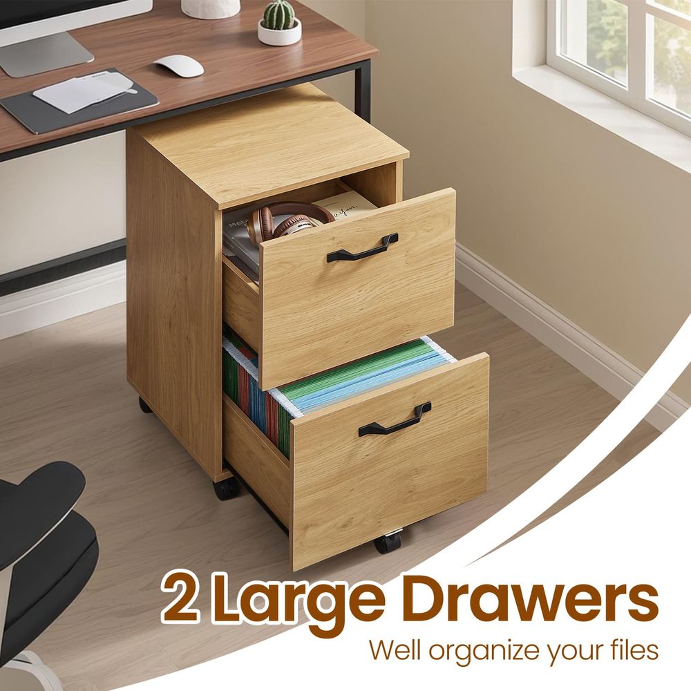 Filing Cabinet - Mobile Storage Unit with Wheels - 2-Drawers