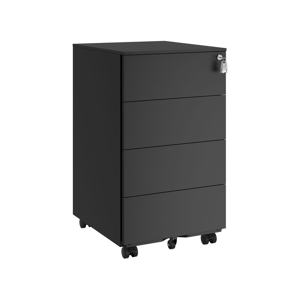 Filing Cabinet - Lockable Storage Design - 4-Drawer Mobile Unit
