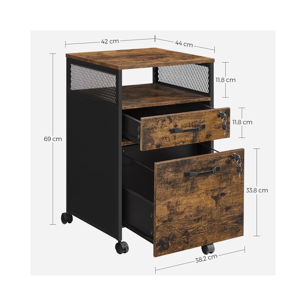 Filing Cabinet - Lockable Storage Design - 2-Drawer Filing Unit