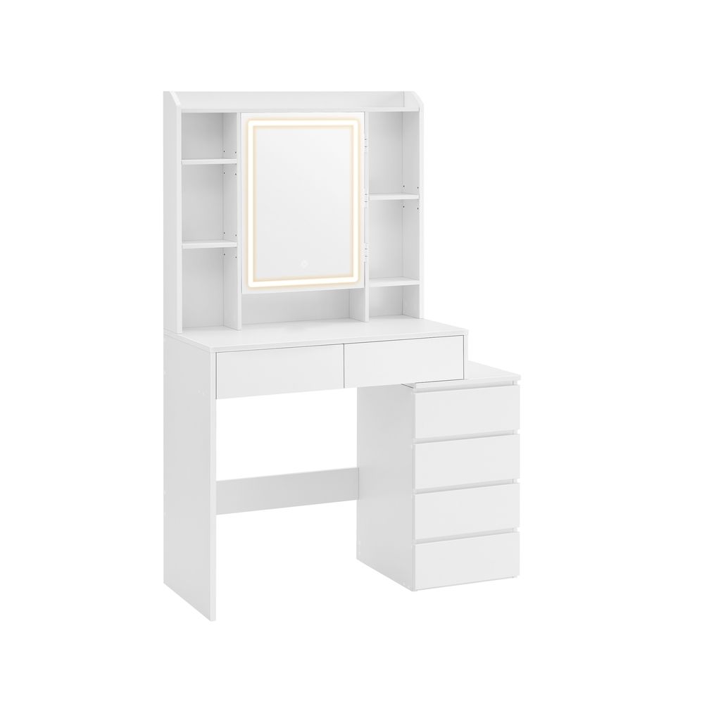 Dressing Table - LED Mirror with Drawers - Cloud White Finish
