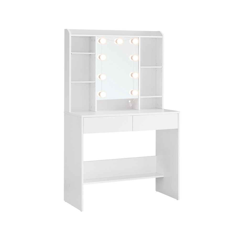 Dressing Table - LED Lighted Mirror Design - White Finish