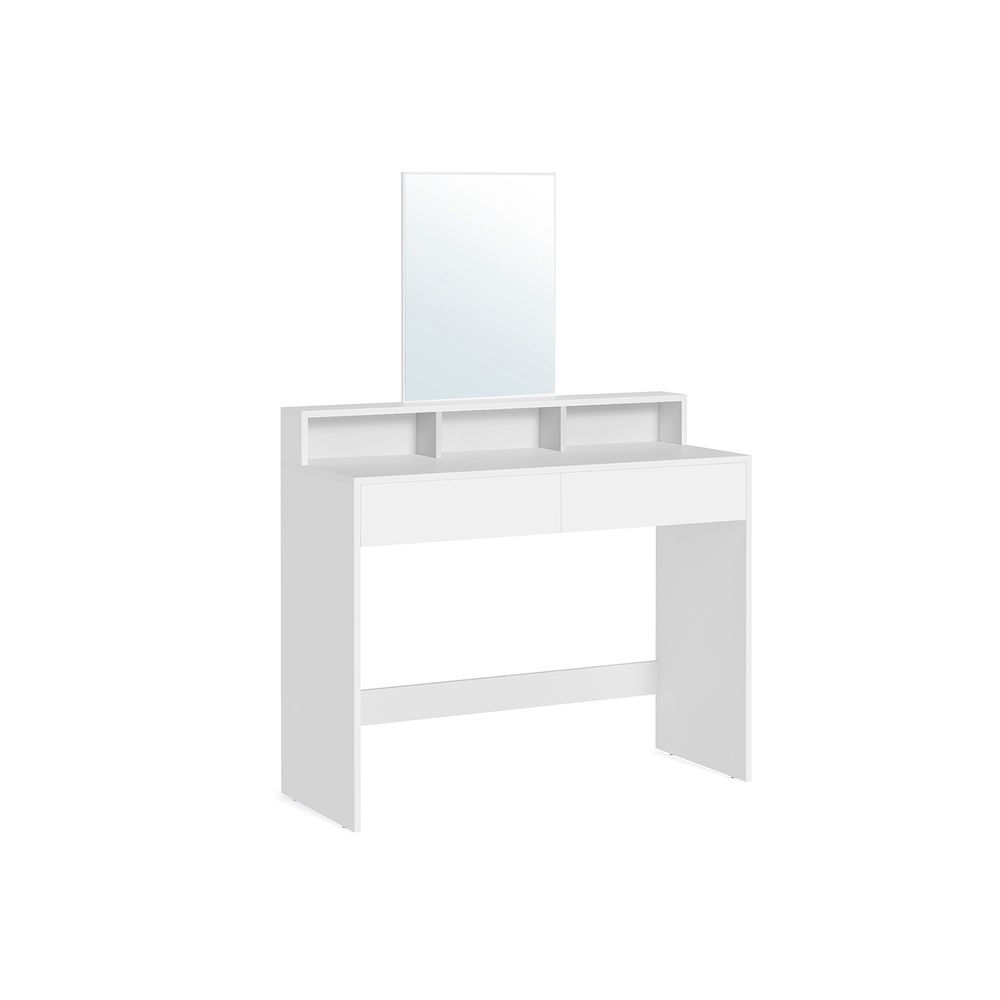 Dressing Table - Large Rectangular Mirror Design - White Finish