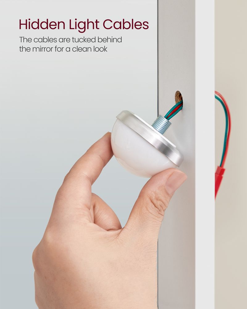 Dressing Table - LED Mirror with Adjustable Brightness - White Finish