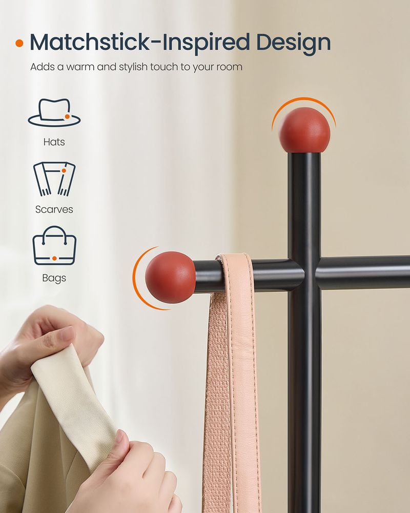 Clothes Rail - 2 Hanging Rails Storage System - 6 Shelves Configuration