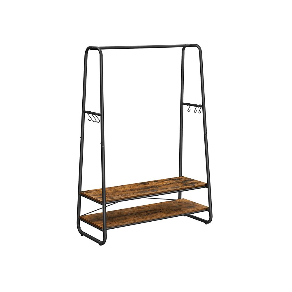 Clothes Rack - Freestanding Shelving Storage Design - Brown & Black Finish