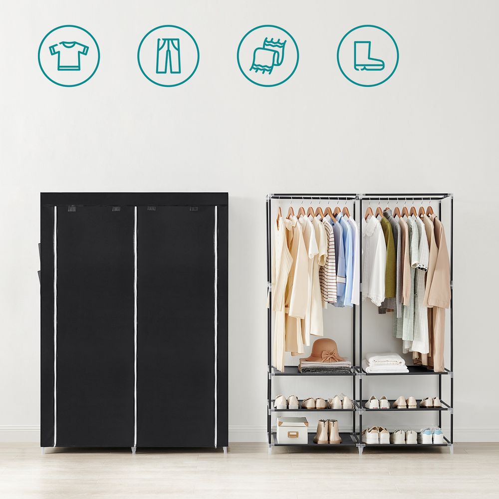 Portable Wardrobe - Freestanding Storage Organiser - Multiple Hanging Rails