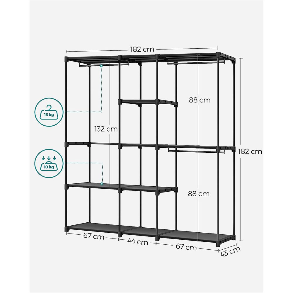 Wardrobe - Freestanding Fabric Storage Design - Portable Open Unit