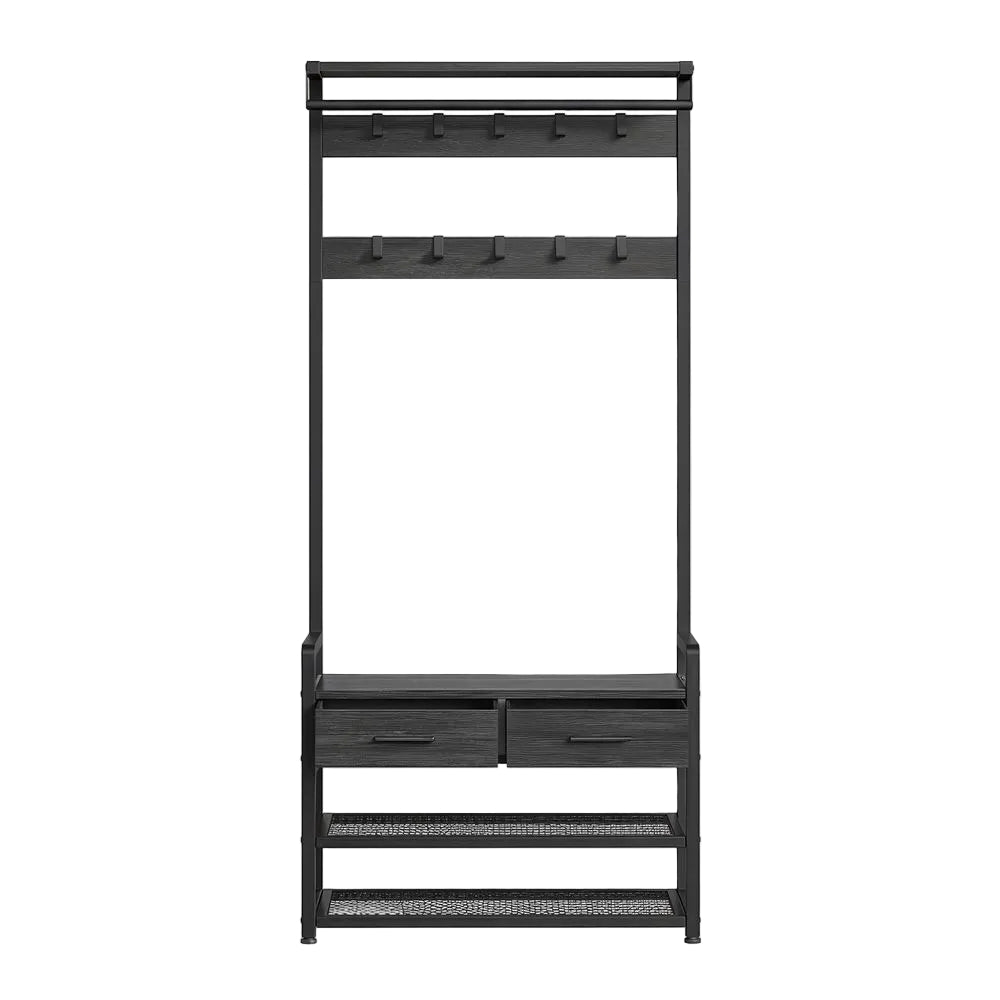 Hall Tree - Coat Rack with Shoe Bench - 30 x 80.4 x 181.6 cm