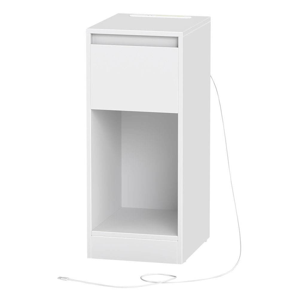 Bedside Table - Power Outlets with LED Light - 1 Drawer