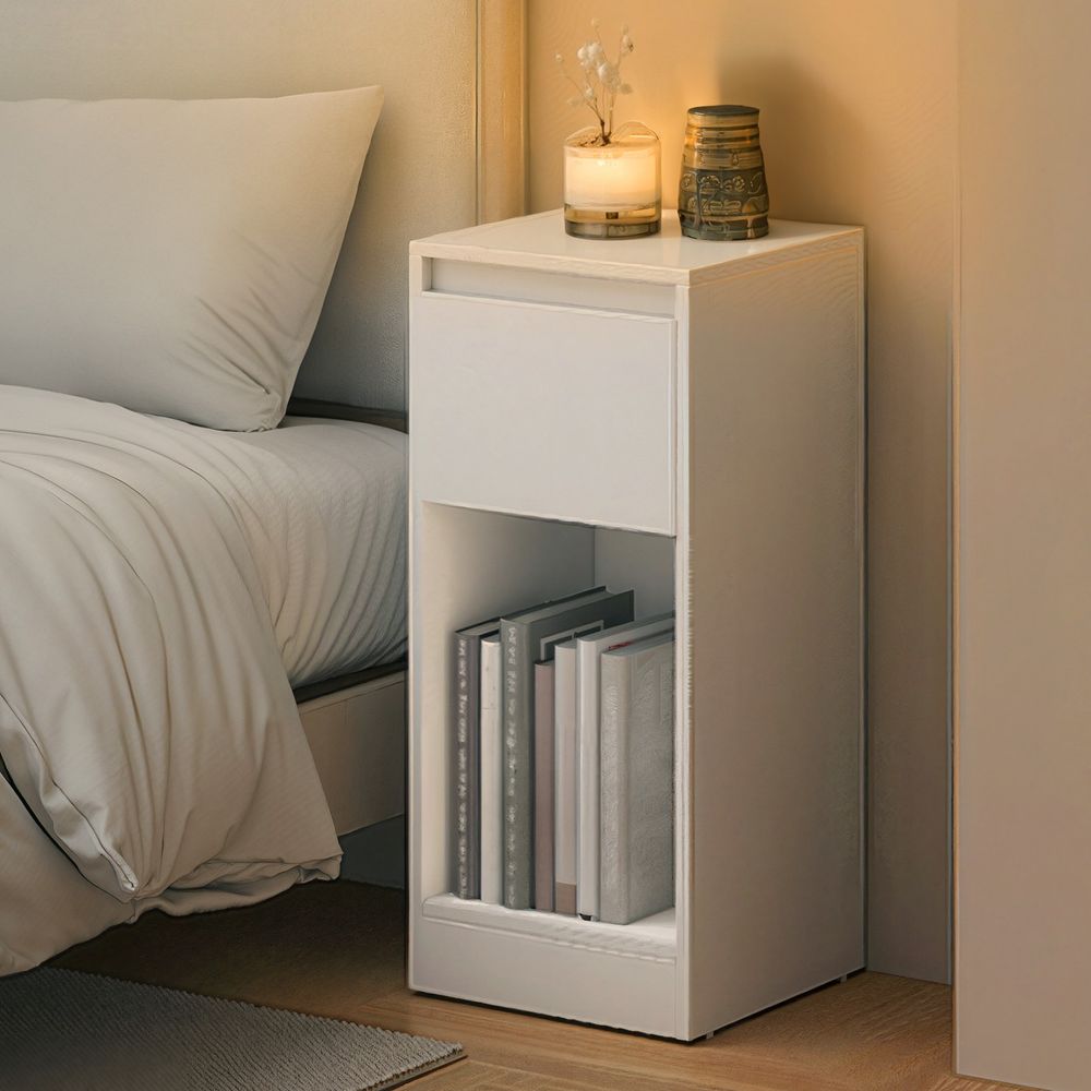 Bedside Table - Power Outlets with LED Light - 1 Drawer