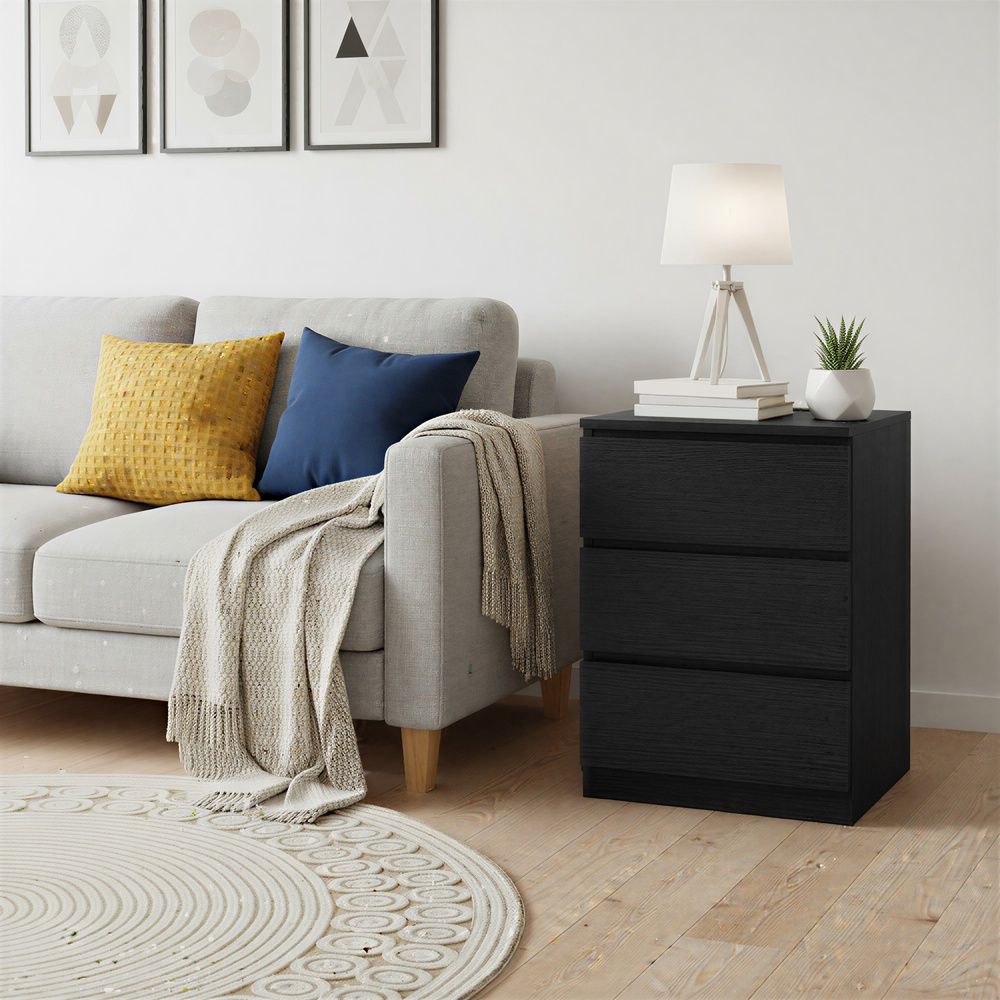 Side Tables - Integrated Charging Station Design - Set of 2 with 3 Drawers