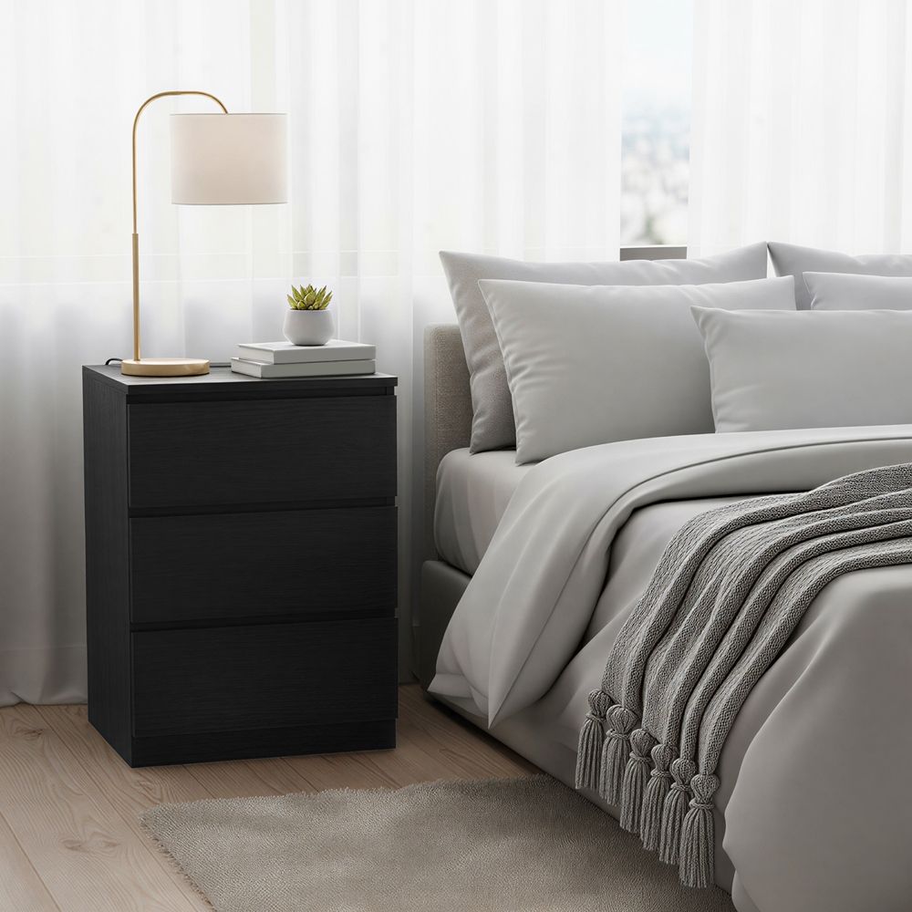 Side Tables - Integrated Charging Station Design - Set of 2 with 3 Drawers