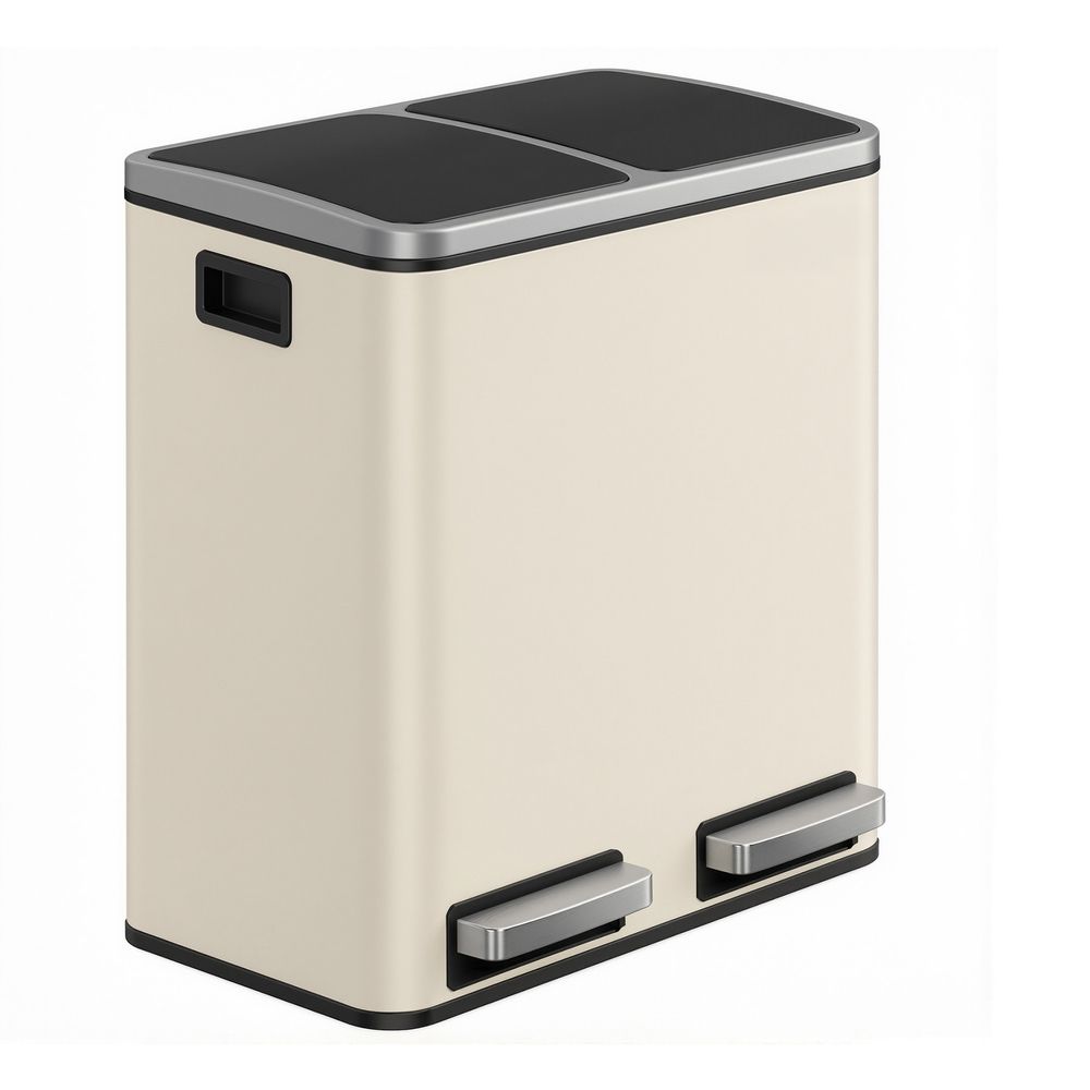 Rubbish Bin - Dual Compartment Recycling Design - 2 x 15L Capacity Unit