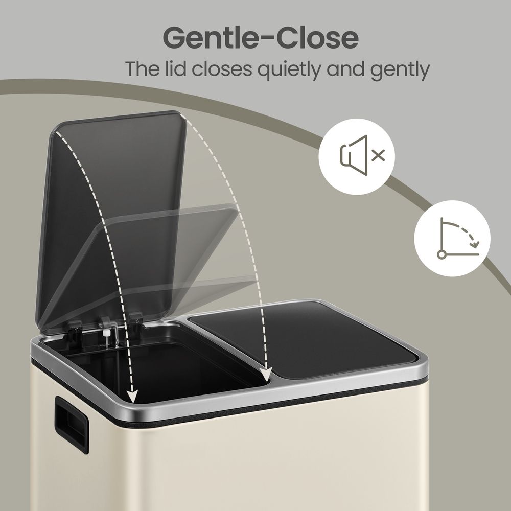 Rubbish Bin - Dual Compartment Recycling Design - 2 x 15L Capacity Unit
