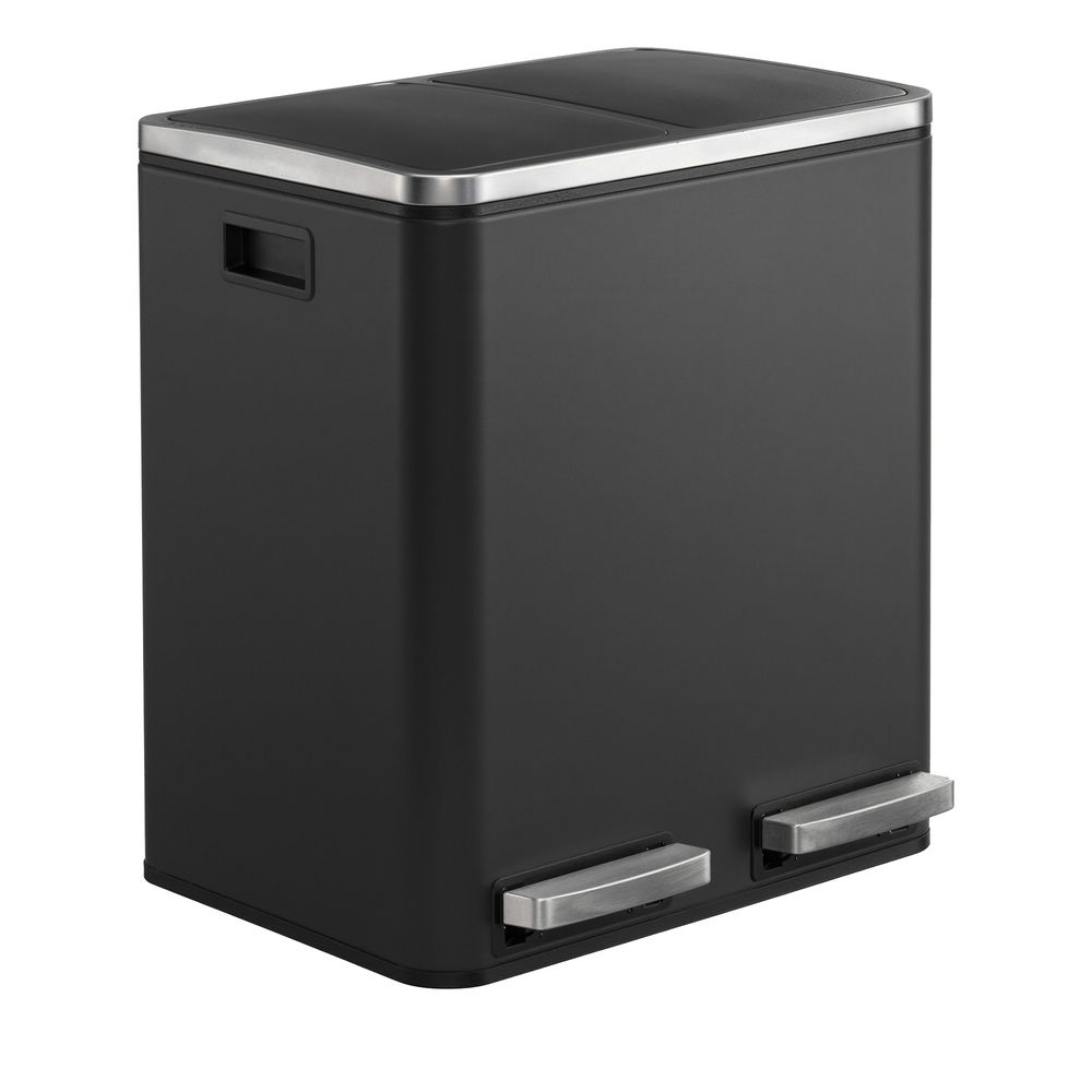 Rubbish Bin - Dual Compartment Recycling Design - 2 x 15L Capacity Unit
