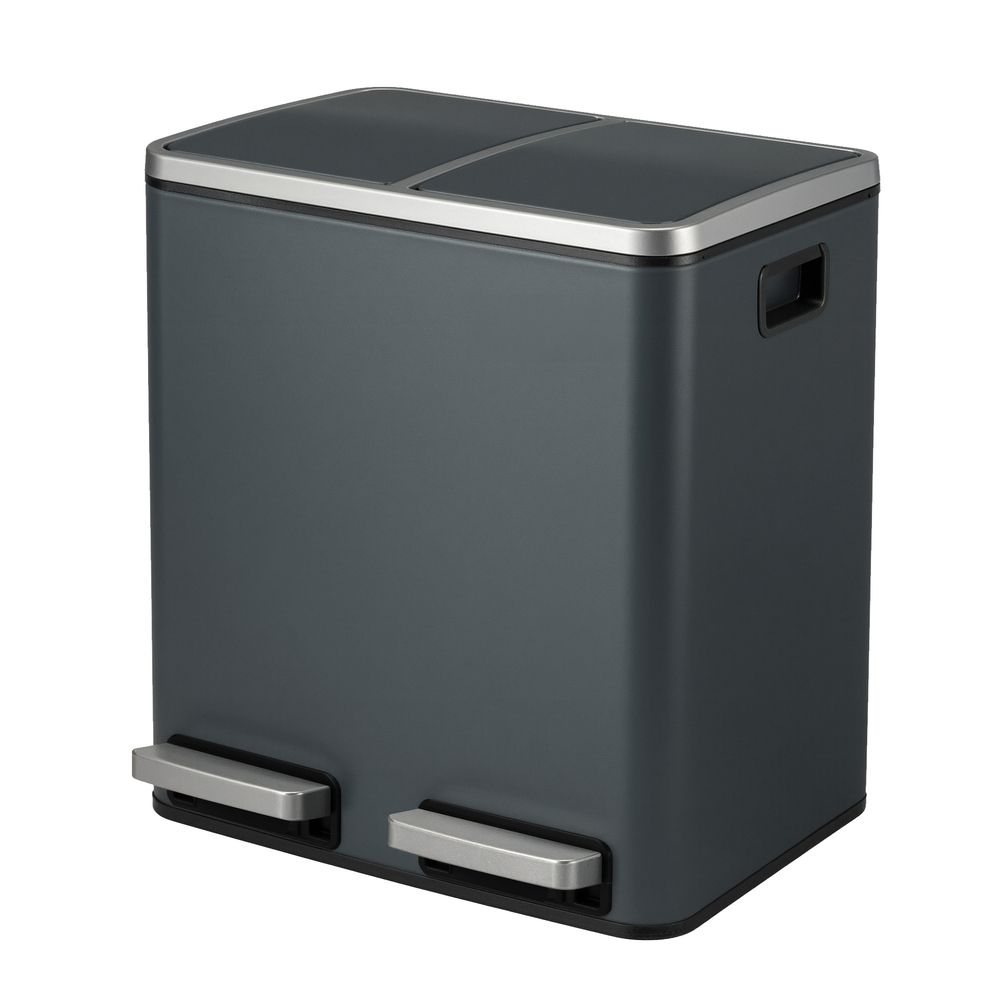 Rubbish Bin - Dual Compartment Recycling Design - 2 x 15L Capacity Unit
