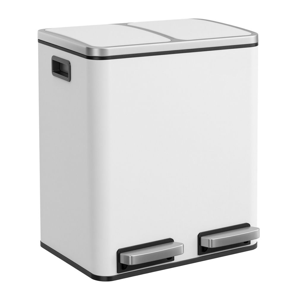 Rubbish Bin - Dual Compartment Recycling Design - 2 x 15L Capacity Unit