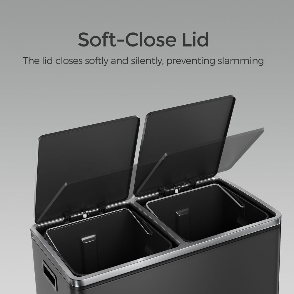 Pedal Bin - Dual Section Soft-Close Design - 60L Kitchen Waste Bin