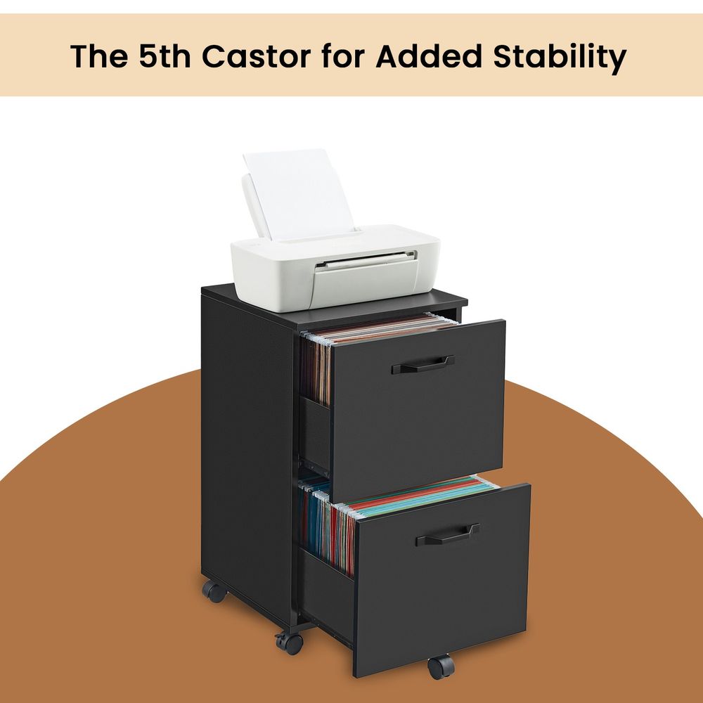 Filing Cabinet - Mobile Storage Unit with Wheels - 2-Drawers