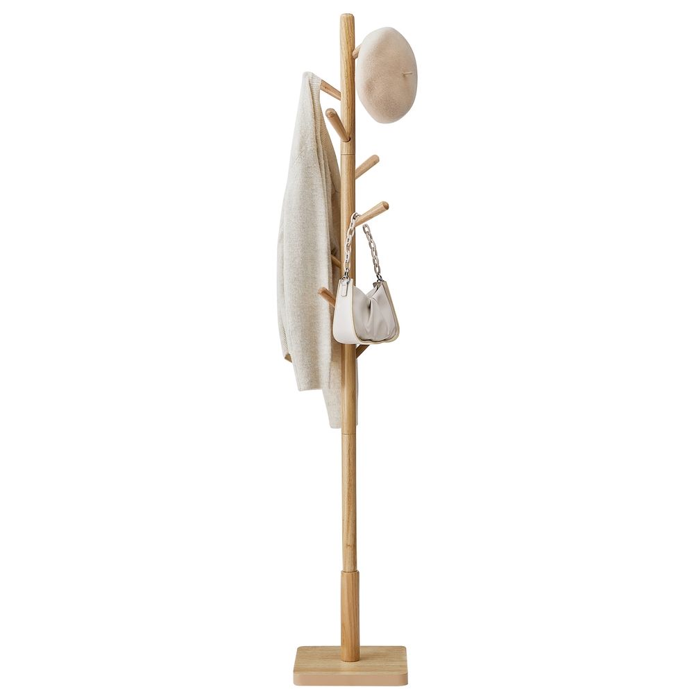 Wood Coat Rack - Freestanding with 8 Hooks - 3 Height Options