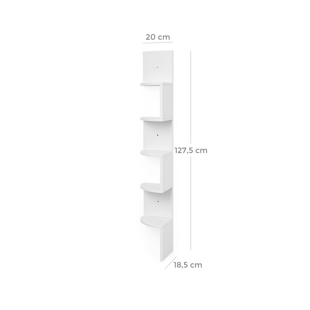 Corner Shelf - Wall-Mounted Floating Design - 5-Tier Unit