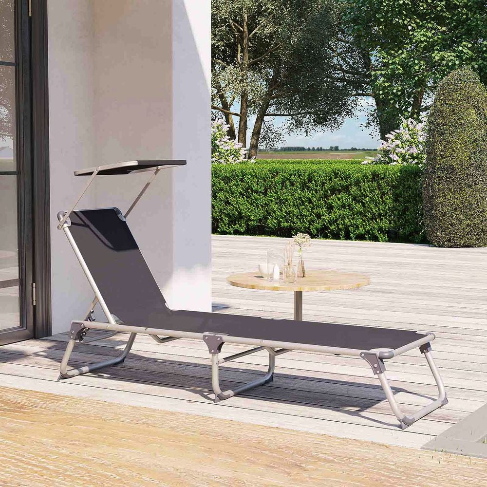 Folding Sun Lounger - Lightweight Portable Design - Garden Outdoor Seating