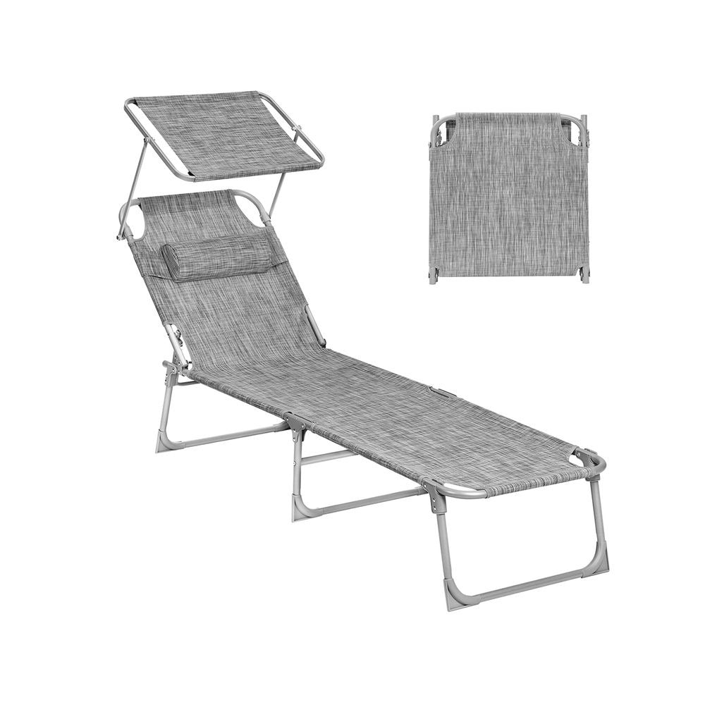 Folding Sun Lounger - Lightweight Portable Design - Garden Outdoor Seating