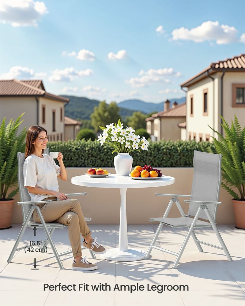 Folding Garden Chairs - Heavy Duty Aluminium Frame - 150 kg Capacity