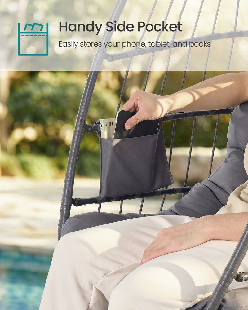 Hanging Egg Chair - Foldable Basket with Cushion - Outdoor Garden Seat