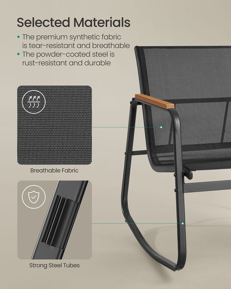 Garden Rocking Chair Set - Armrests with Side Table - Chair and Table Configuration