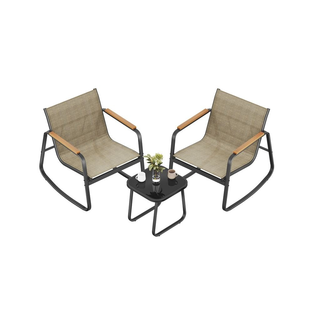 Garden Rocking Chair Set - Armrests with Side Table - Chair and Table Configuration