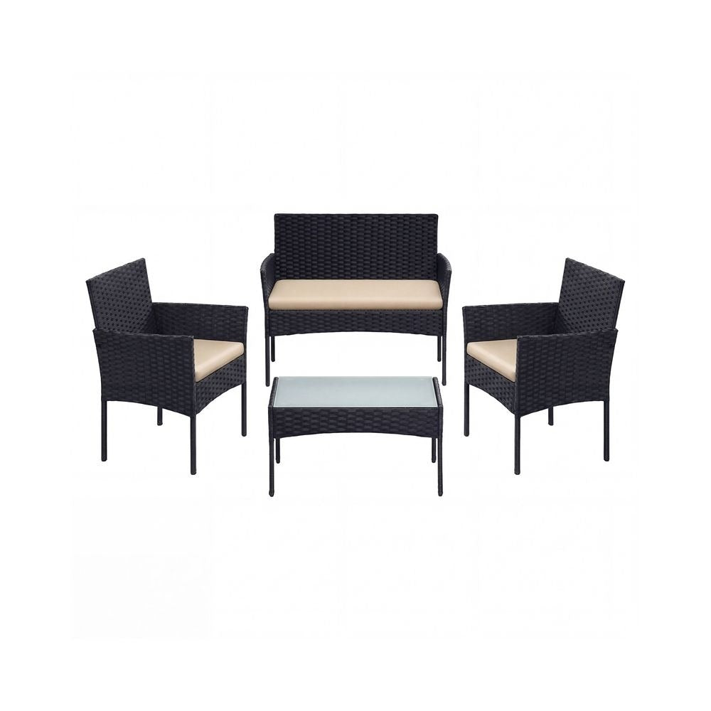 Outdoor Wicker Furniture Set - 4 Piece Garden Seating Set - Rattan Style Configuration