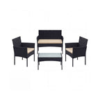 Outdoor Wicker Furniture Set - 4 Piece Garden Seating Set - Rattan Style Configuration
