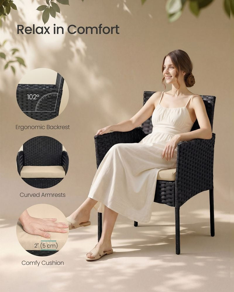 Outdoor Wicker Furniture Set - 4 Piece Garden Seating Set - Rattan Style Configuration