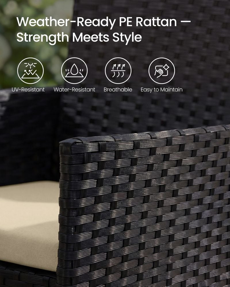 Outdoor Wicker Furniture Set - 4 Piece Garden Seating Set - Rattan Style Configuration