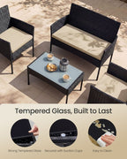 Outdoor Wicker Furniture Set - 4 Piece Garden Seating Set - Rattan Style Configuration