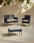 Outdoor Wicker Furniture Set - 4 Piece Garden Seating Set - Rattan Style Configuration