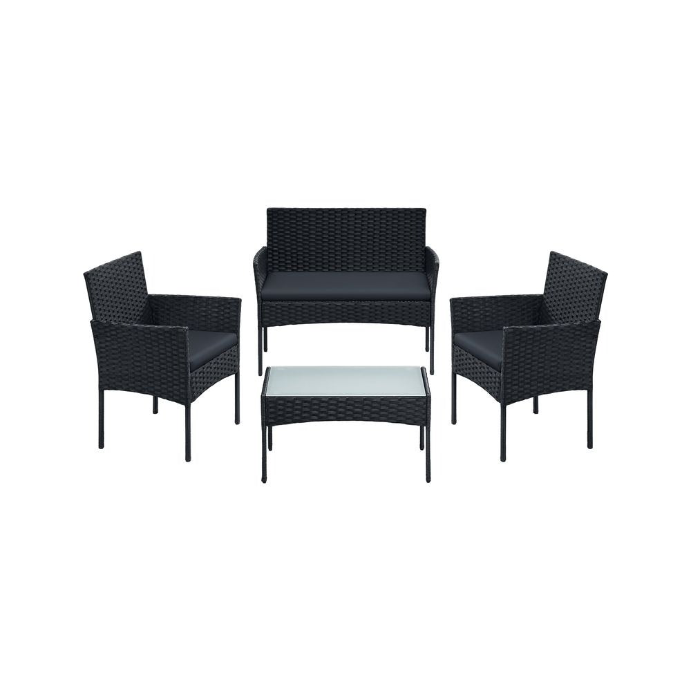 Outdoor Wicker Furniture Set - 4 Piece Garden Seating Set - Rattan Style Configuration