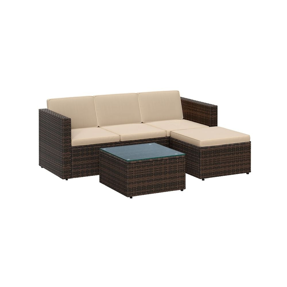 Rattan Corner Sofa Set - Outdoor Garden Furniture Set - Modular Seating Configuration