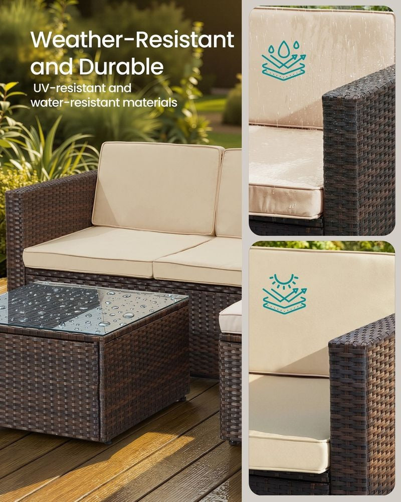 Rattan Corner Sofa Set - Outdoor Garden Furniture Set - Modular Seating Configuration