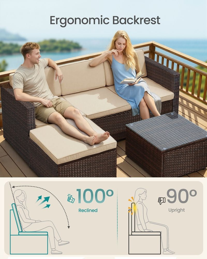 Rattan Corner Sofa Set - Outdoor Garden Furniture Set - Modular Seating Configuration