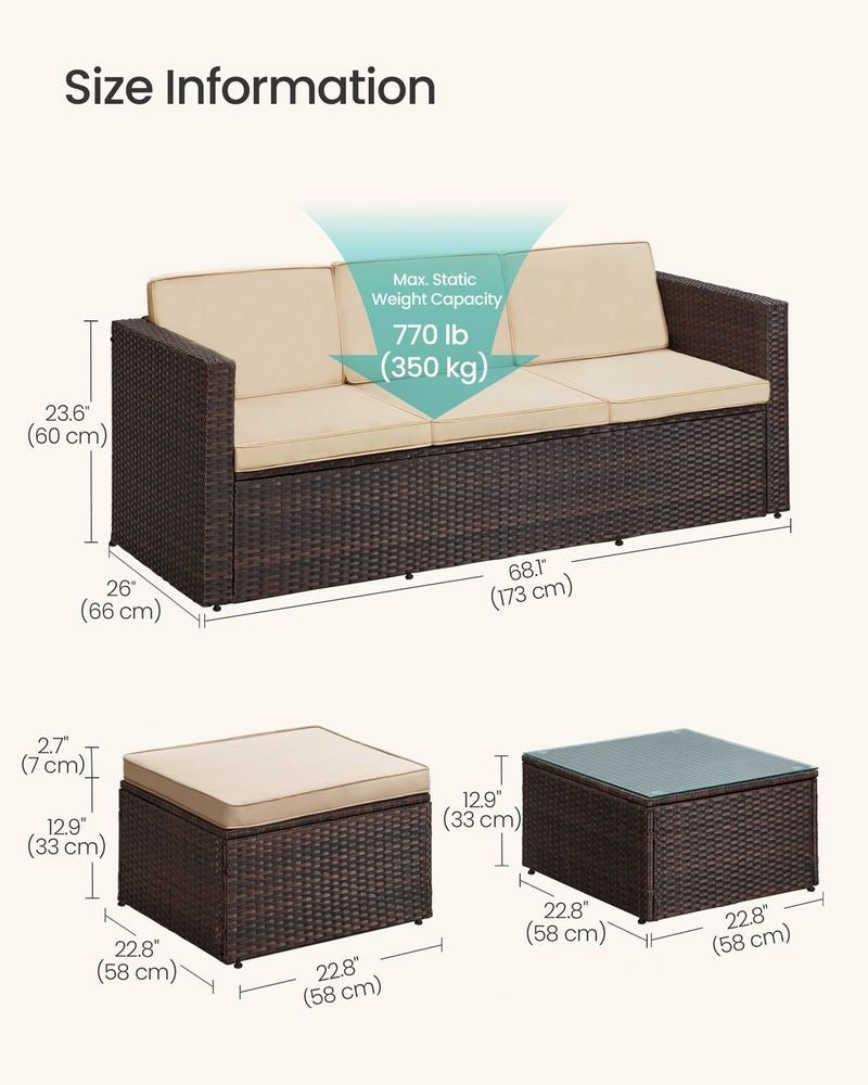 Rattan Corner Sofa Set - Outdoor Garden Furniture Set - Modular Seating Configuration