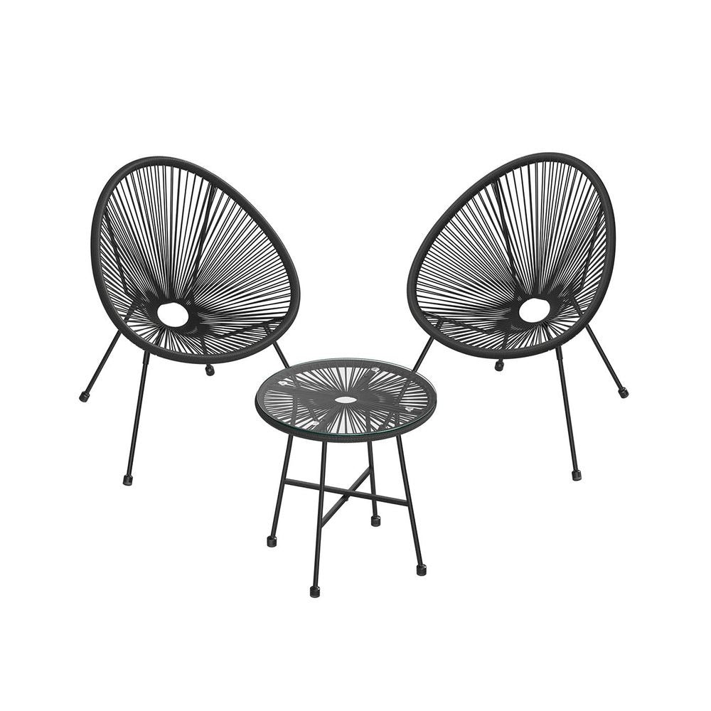 Garden Patio Furniture Set - 3 Piece Set with Table - Compact Seating