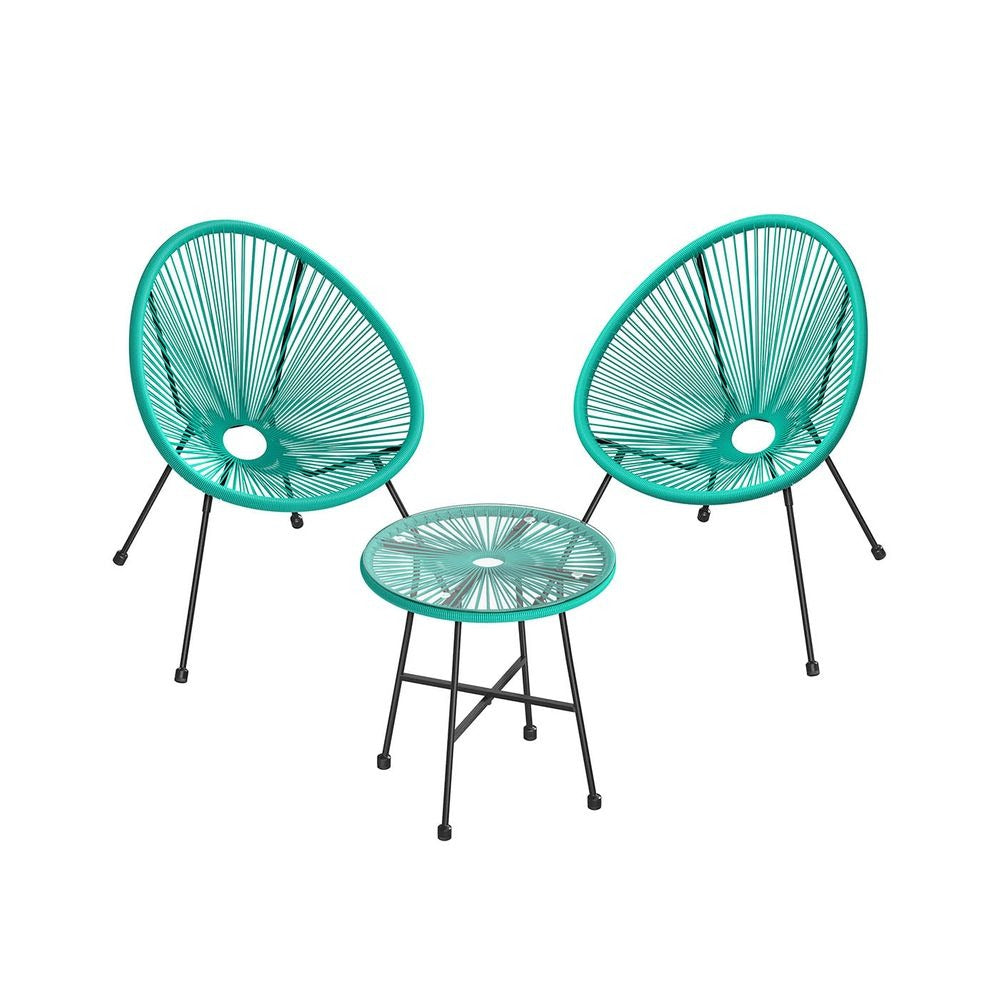 Garden Patio Furniture Set - 3 Piece Set with Table - Compact Seating