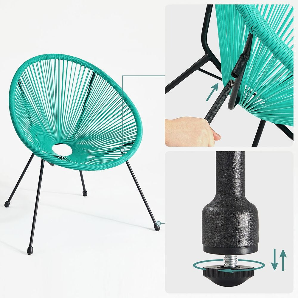 Garden Patio Furniture Set - 3 Piece Set with Table - Compact Seating