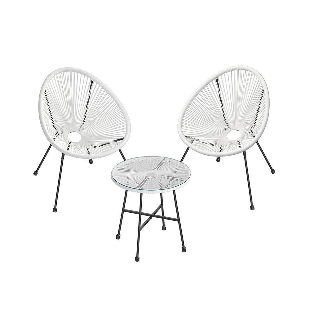 Garden Patio Furniture Set - 3 Piece Set with Table - Compact Seating