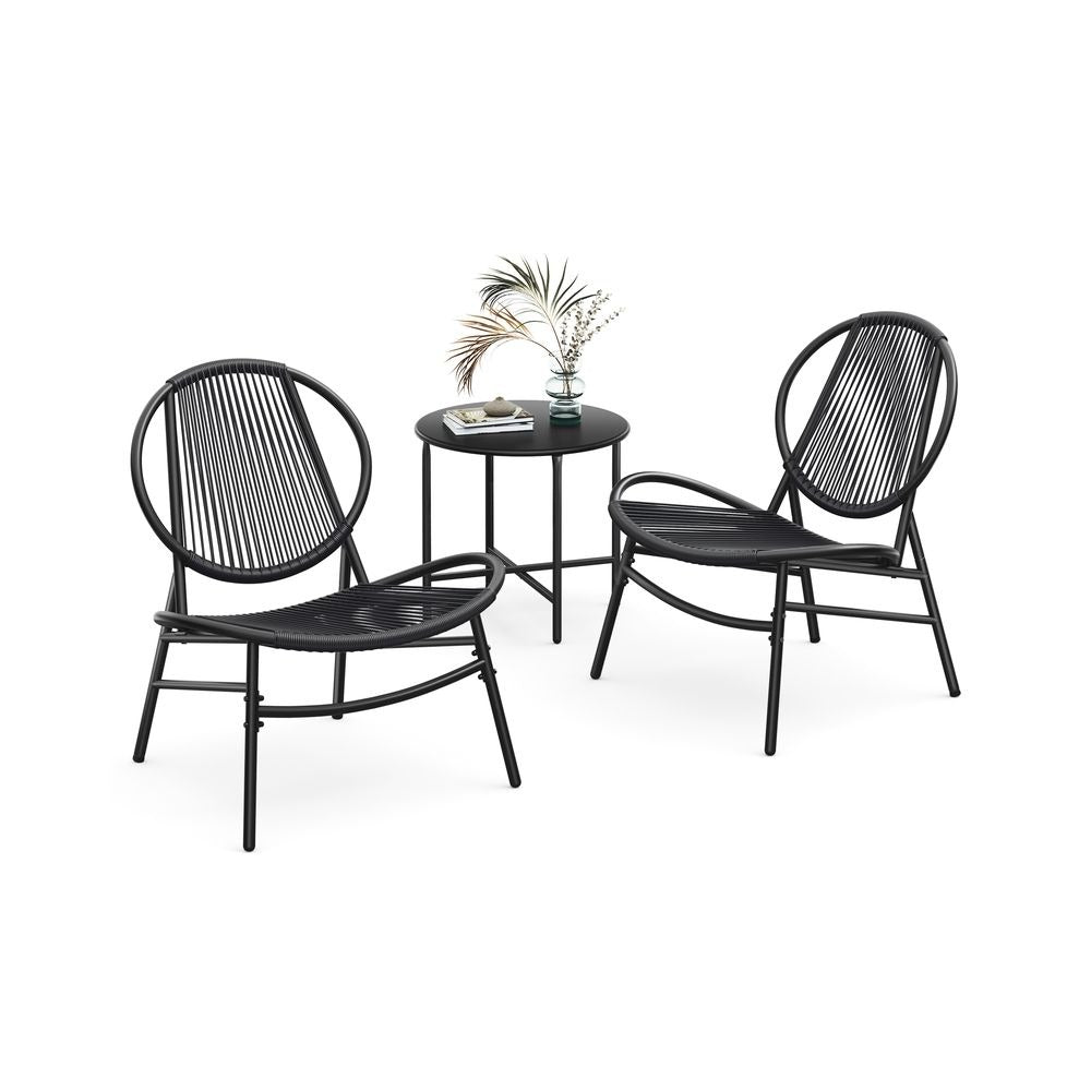 Garden Bistro Set - 3 Piece Set with Side Table - 2 Chairs Configuration