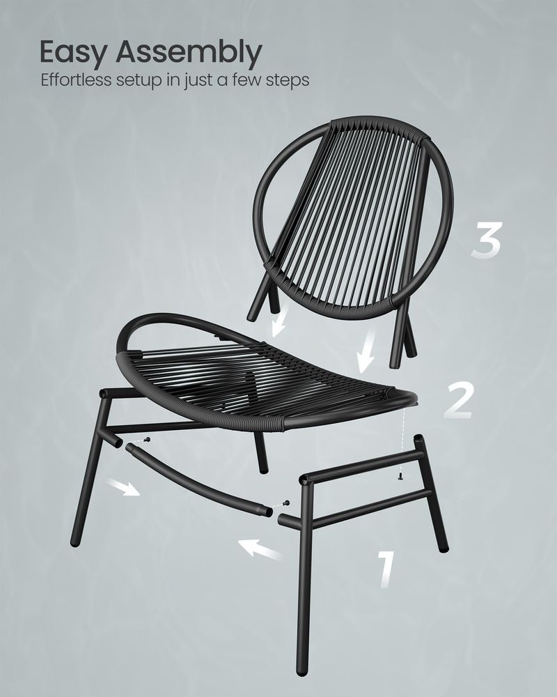 Garden Bistro Set - 3 Piece Set with Side Table - 2 Chairs Configuration