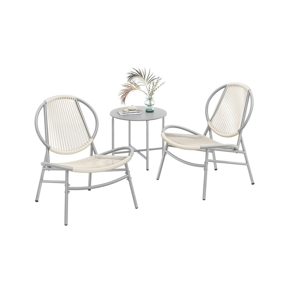 Garden Bistro Set - 3 Piece Set with Side Table - 2 Chairs Configuration