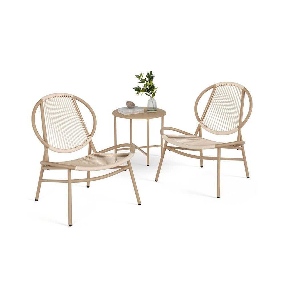 Garden Bistro Set - 3 Piece Set with Side Table - 2 Chairs Configuration